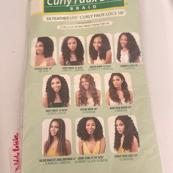 feather lite curly faux locs Braid T1B / 118 ombré black red Pre Looped 18 inch - Picture 5 of 5